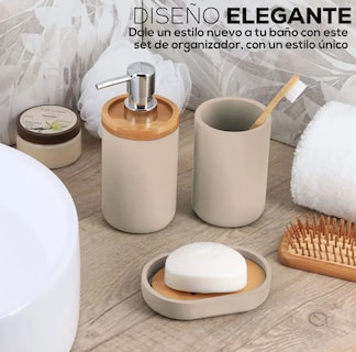 Foto 6 | Foto 6 | Accesorios De Baño Set De 4 Piezas Xtellar Marrón Beige