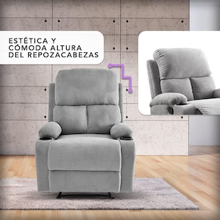 Foto 6 | Foto 6 | Sillón Reclinable Manual Brady Gris con Porta Vasos