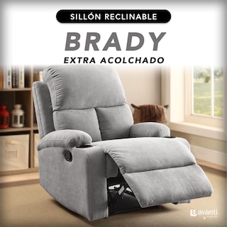 Foto 7 | Foto 7 | Sillón Reclinable Manual Brady Gris con Porta Vasos