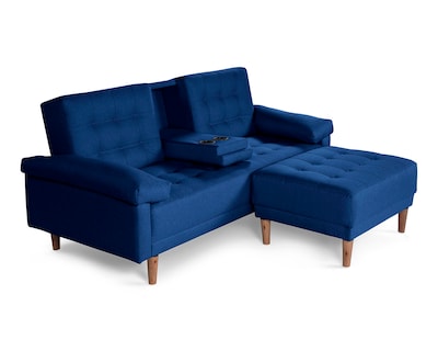 Foto 3 | Foto 3 | Sala Modular Sofá Cama Reversible de Lino Azul con Portavasos Modelo Praia