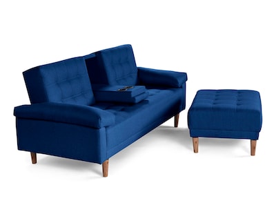 Foto 4 | Foto 4 | Sala Modular Sofá Cama Reversible de Lino Azul con Portavasos Modelo Praia