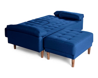 Foto 5 | Foto 5 | Sala Modular Sofá Cama Reversible de Lino Azul con Portavasos Modelo Praia