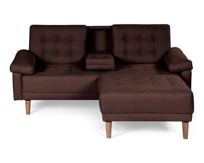 Foto 2 | Foto 2 | Sala Modular Sofá Cama Reversible de Lino Chocolate con Portavasos Praia