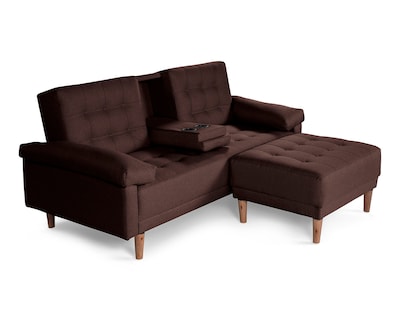 Foto 3 | Foto 3 | Sala Modular Sofá Cama Reversible de Lino Chocolate con Portavasos Praia