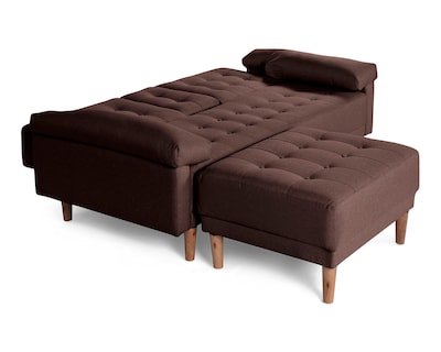 Foto 5 | Foto 5 | Sala Modular Sofá Cama Reversible de Lino Chocolate con Portavasos Praia