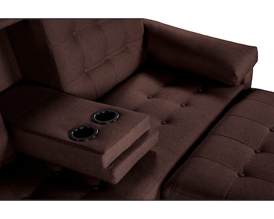 Foto 6 | Foto 6 | Sala Modular Sofá Cama Reversible de Lino Chocolate con Portavasos Praia
