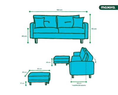 Foto 7 | Foto 7 | Sala Modular Sofá Cama Reversible de Lino Gris Oxford Modelo Cinnamon Makora