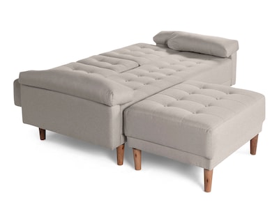 Foto 4 | Foto 4 | Sala Modular Sofá Cama Reversible de Lino Gris Claro con Portavasos Modelo Praia