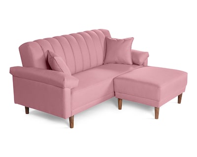 Foto 3 | Foto 3 | Sala Modular Chica Makora Calatrava Rosa Lino de 2 Plazas + Taburete