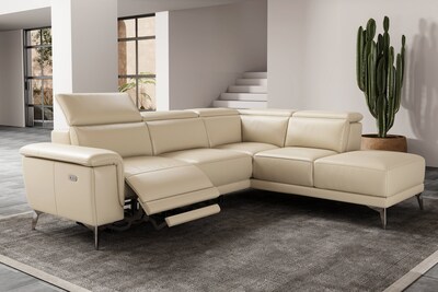 Foto 6 | Foto 6 | Sofa Seccional Reclinable de Piel Valencia Theater Seating Pista Beige - Orientación Derecha