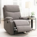 Sillón Reclinable Nando de Tela Gris con Porta Vasos Integrados