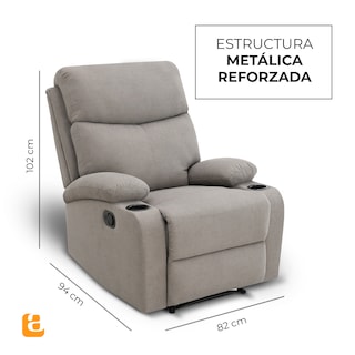 Foto 2 | Foto 2 | Sillón Reclinable Nando de Tela Gris con Porta Vasos Integrados