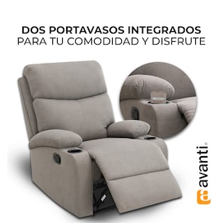 Foto 3 | Foto 3 | Sillón Reclinable Nando de Tela Gris con Porta Vasos Integrados