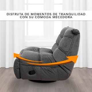 Foto 7 | Foto 7 | Sillón Reclinable Manual Cosmobel Manny Gamer Giratorio Mecedora y con Porta Celulares de Tela Azul