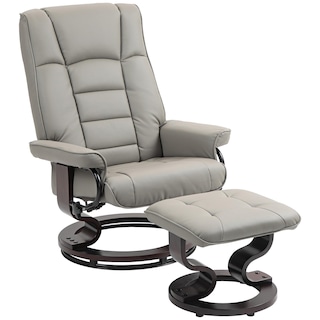 Foto 1 | Foto 1 | Silla Reclinable Homcom De Piel Sintética Con Otomana Gris - Venta Internacional.