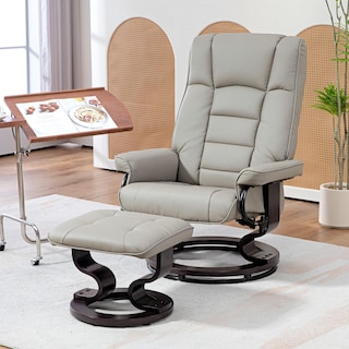 Foto 2 | Foto 2 | Silla Reclinable Homcom De Piel Sintética Con Otomana Gris - Venta Internacional.