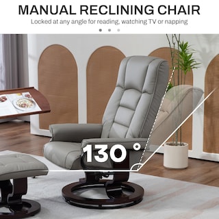 Foto 3 | Foto 3 | Silla Reclinable Homcom De Piel Sintética Con Otomana Gris - Venta Internacional.