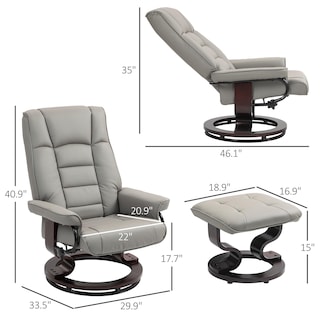 Foto 5 | Foto 5 | Silla Reclinable Homcom De Piel Sintética Con Otomana Gris - Venta Internacional.