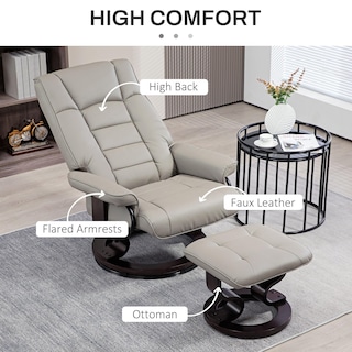 Foto 6 | Foto 6 | Silla Reclinable Homcom De Piel Sintética Con Otomana Gris - Venta Internacional.