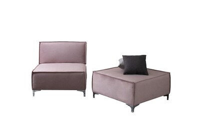 Foto 1 | Foto 1 | Sofa Cama M &e Muebles Fernanda Rosa Individual Con Taburete 3 Posiciones