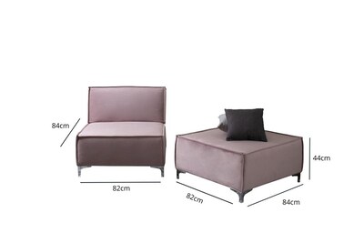 Foto 6 | Foto 6 | Sofa Cama M &e Muebles Fernanda Rosa Individual Con Taburete 3 Posiciones