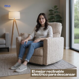 Foto 2 | Foto 2 | Blue Room Sillón Reclinable Giratorio Con Mecedora-eléctrico Ashford -tela Acolchonada Café
