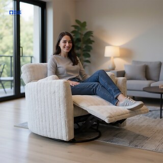 Foto 3 | Foto 3 | Blue Room Sillón Reclinable Giratorio Con Mecedora-eléctrico Ashford -tela Acolchonada Café