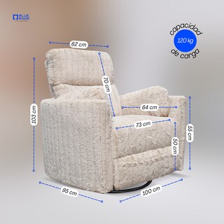 Foto 7 | Foto 7 | Blue Room Sillón Reclinable Giratorio Con Mecedora-eléctrico Ashford -tela Acolchonada Café