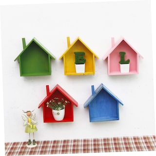 Foto 3 | Foto 3 | Estantería De Pared Stobaza Con Forma De Casa De Madera Rosa 19 X 9 X 24 5 Cm - Venta Internacional.