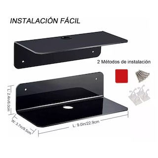 Foto 2 | Foto 2 | Par 2 Repisas Estantes Flotantes De Acrílico Eo Safe Imports Esi-11042 Negro