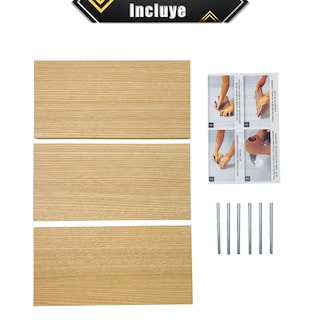 Foto 8 | Foto 8 | 3 Repisas Estanteria Flotante Libros Madera Melamina Poliespacios R30s3-21 Roble Americano 30x15cm