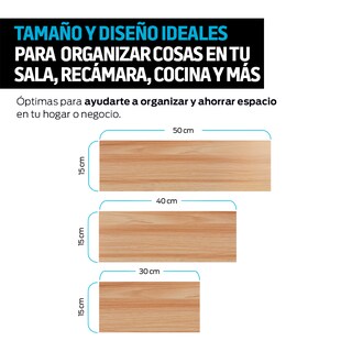 Foto 4 | Foto 4 | Repisas Flotantes de Madera Redlemon Beige 3 Piezas 30x15 - 40x15 - 50x15 cm