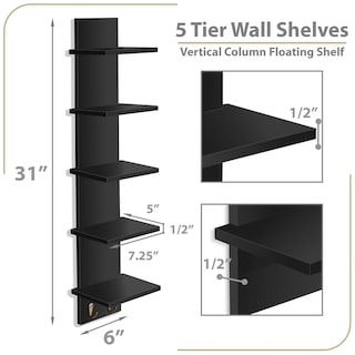 Foto 5 | Foto 5 | Estantería De Pared Sorbus De 5 Niveles Con Ganchos De 30 X 15 X 13 Cm (paquete De 2) - Venta Internacional.