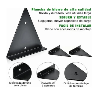 Foto 4 | Foto 4 | 4pz Soportes Para Repisas Flotantes Belug Negras