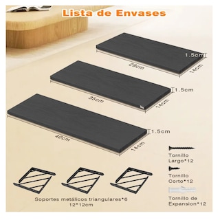 Foto 3 | Foto 3 | Repisas Flotantes Madera Modernas Estantes Baño 3pcs Belug  Gris