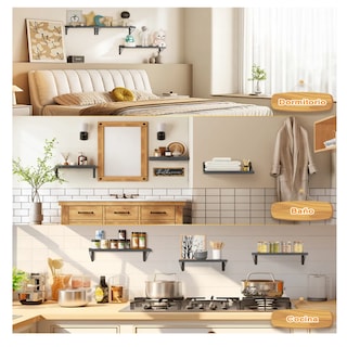 Foto 4 | Foto 4 | Repisas Flotantes Madera Modernas Estantes Baño 4 Pzs Belug Negro