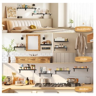 Foto 5 | Foto 5 | Repisas Flotantes Madera Modernas Estantes Baño 4 Pzs Belug Negro
