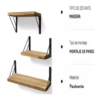 Foto 2 | Foto 2 | Repisas Flotantes Madera Modernas Estantes Lab.g  3pcs Marrón Claro