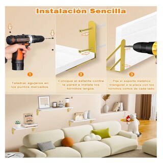 Foto 4 | Foto 4 | Repisas Flotantes Madera Modernas Estantes Baño 3pcs Belug. Blanco