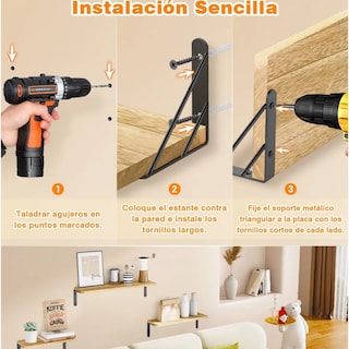 Foto 4 | Foto 4 | Repisas Flotantes Madera Modernas Estantes Belug  3pcs Marrón Claro