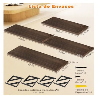 Foto 3 | Foto 3 | Repisas Flotantes Madera Modernas Estantes Baño 4 Pzs Belug  Marrón Oscuro
