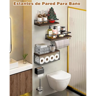 Foto 3 | Foto 3 | Repisas Flotantes Belug Madera Modernas Estantes Baño Marron Oscuro