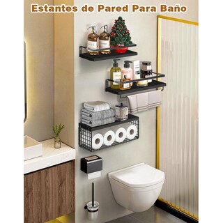 Foto 3 | Foto 3 | Repisas Flotantes Belug Madera Modernas Estantes Baño Negro
