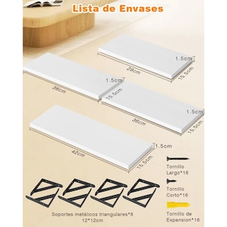 Foto 3 | Foto 3 | Repisas de Madera Belug 4 Piezas