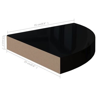 Foto 7 | Foto 7 | Estantería Esquinera Flotante Vidaxl Negro Brillante 25 X 25 X 4 Cm Mdf - Venta Internacional.