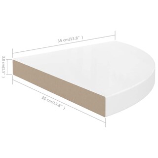 Foto 6 | Foto 6 | Estante De Esquina Flotante Vidaxl  Moderno  Blanco Brillante  35 X 35 X 4 Cm - Venta Internacional.