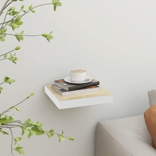 Foto 2 | Foto 2 | Estantería De Pared Vidaxl Flotante Fácil De Instalar Diseño En Roble Y Blanco - Venta Internacional.