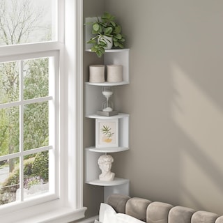 Foto 1 | Foto 1 | Estantería De Esquina Flotante Furinno 5 Niveles Soporte De Pared Color Blanco - Venta Internacional.
