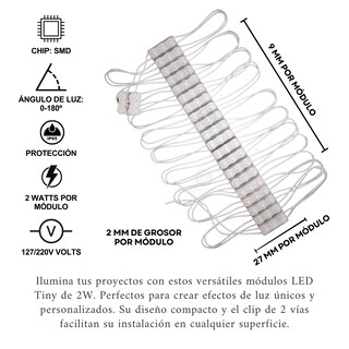 Foto 6 | Foto 6 | 20 Módulos Directos, Tiny Led, 2w, Luz 180°, Ideal Proyectos De Iluminación, Chip Smd 27/220v