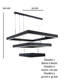 Foto 3 | Foto 3 | Candil Estela Iluminación Luz Vic 3 Cuadrados Negros